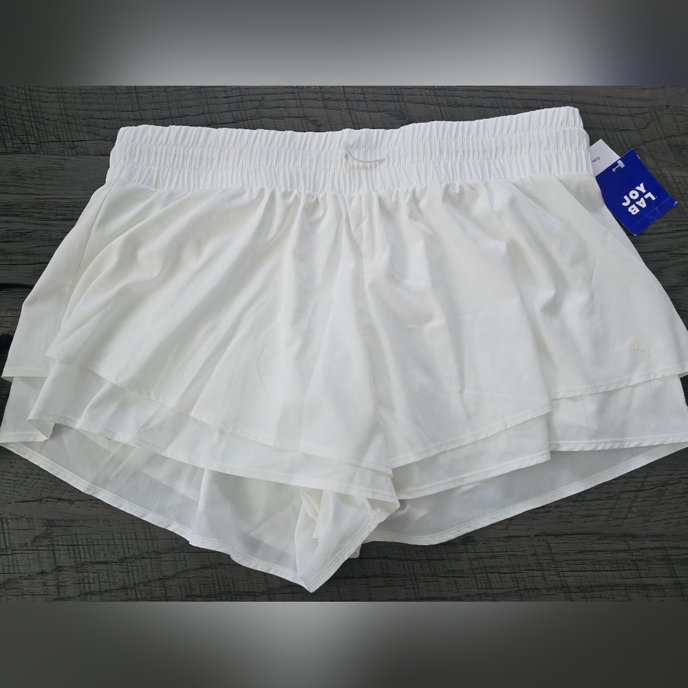NEW Women's Mid-Rise Double Layer Flowy Run Shorts White JoyLab XXL - Picture 2 of 4